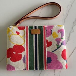 Frances Valentine Floral Clutch with Green Stripe